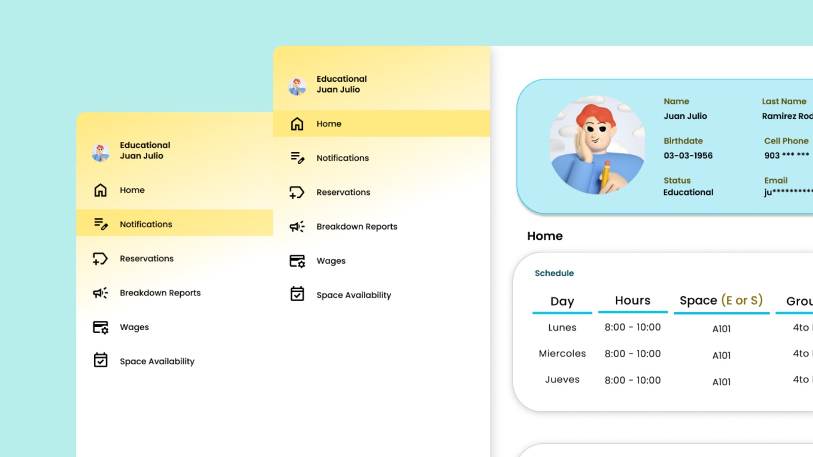 EduSpace Education Dashboard Interface